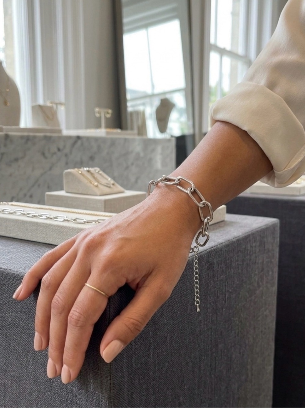Silver Chunky Chain Link Bracelet - Women Jewelry